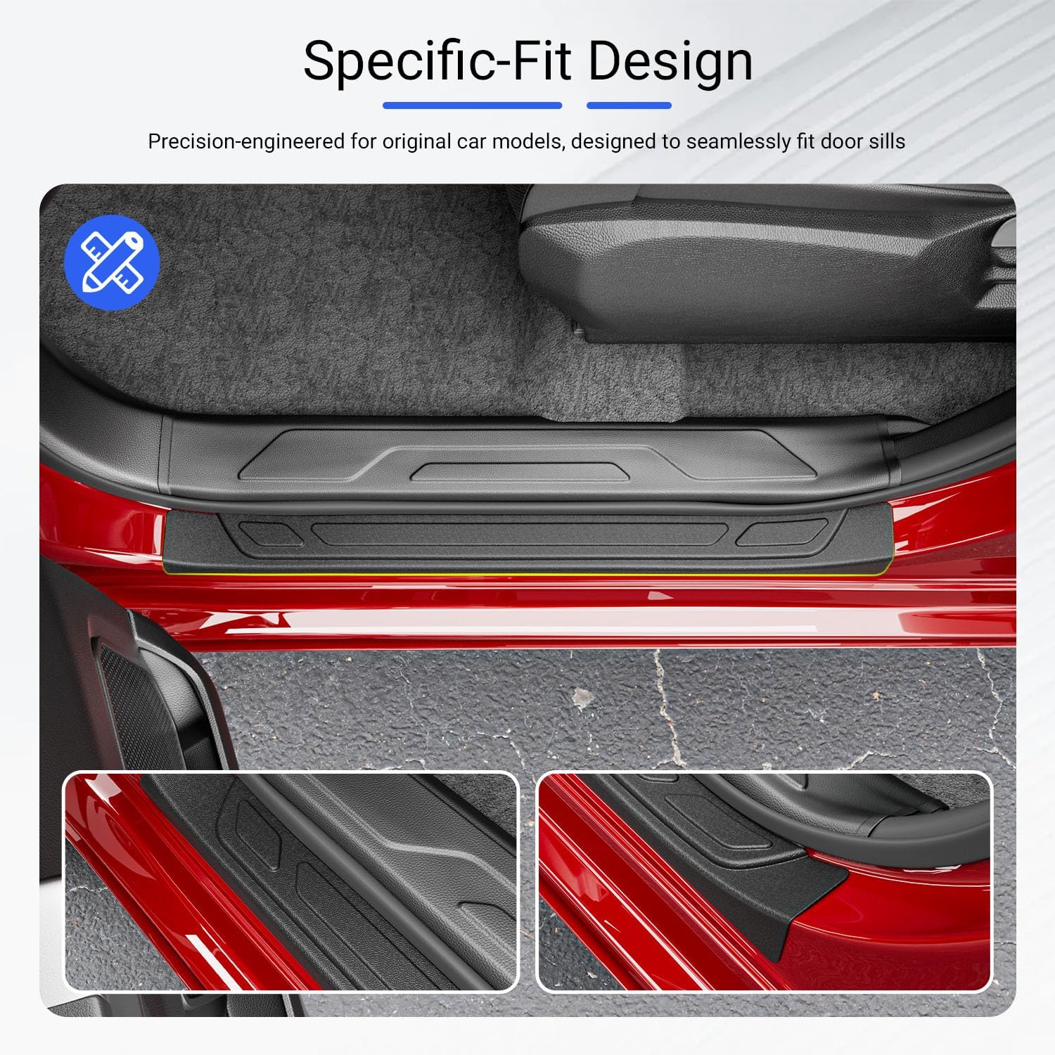 Exterior Door Sill Protector Compatible with 2022-2026 Toyota Tundra Car Threshold Protector TPE Car Door Entry Guard Replacement for 2022-2026 Toyota Tundra Accessories