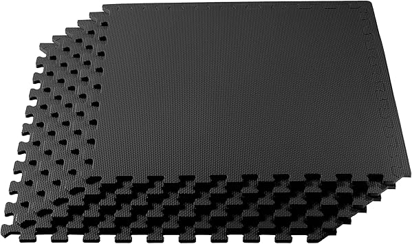 We Sell Mats 3/8 Inch Thick Multipurpose Exercise Floor Mat with EVA Foam, Interlocking Tiles, Anti-Fatigue for Home, or Gym, 24 in x 24 in