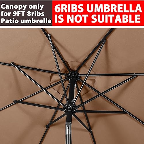 Miniatura 2 de ABCCANOPY - Sombrilla de repuesto para exteriores de 9 pies, apta para patio, mercado, con 8 varillas