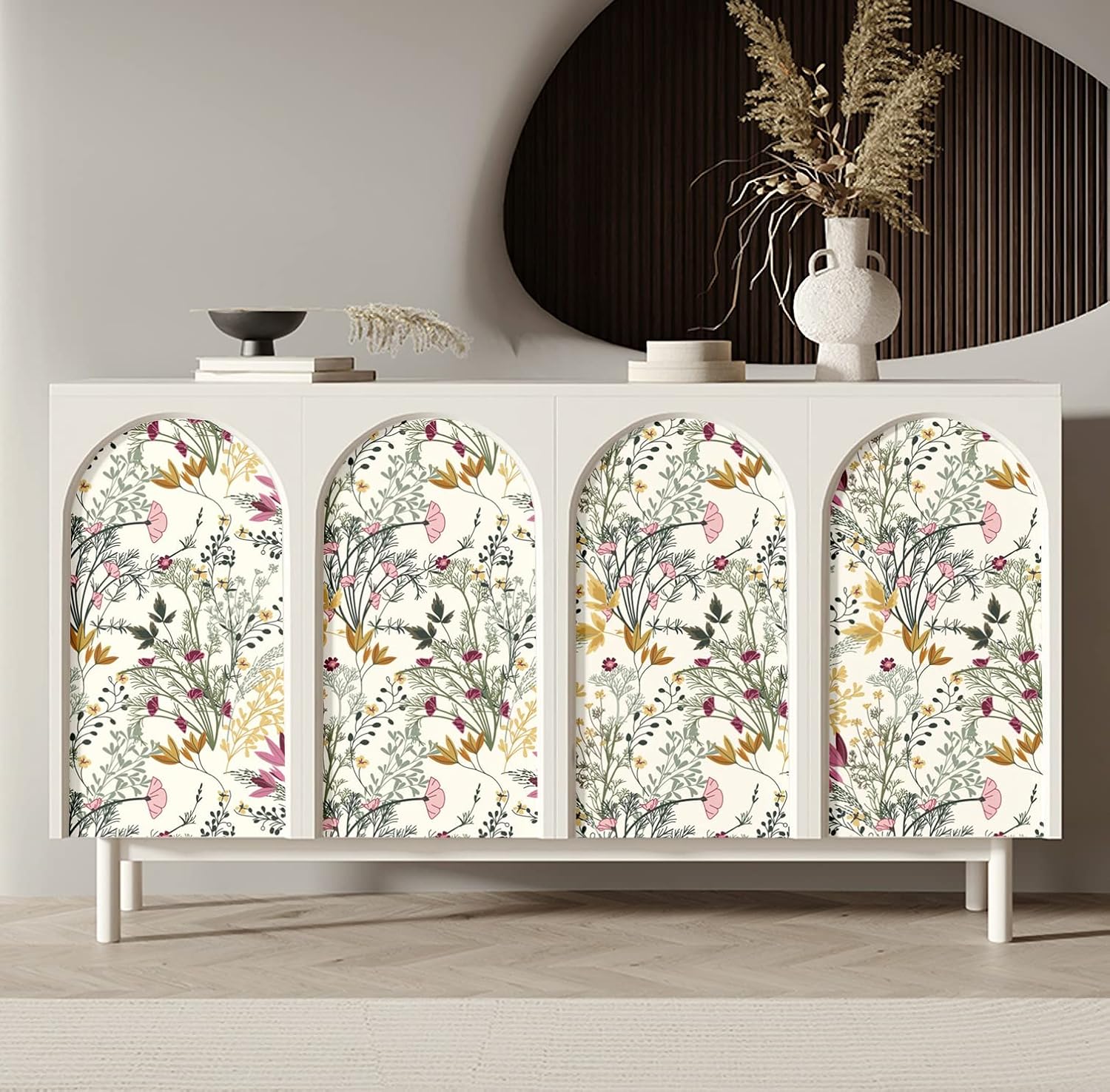 Blooming Wall DPYC06 Boho Botanical Leaves and Flowers Textured Peel and Stick Wallpaper Self-Adhesive Prepasted Wallpaper Wall Décor