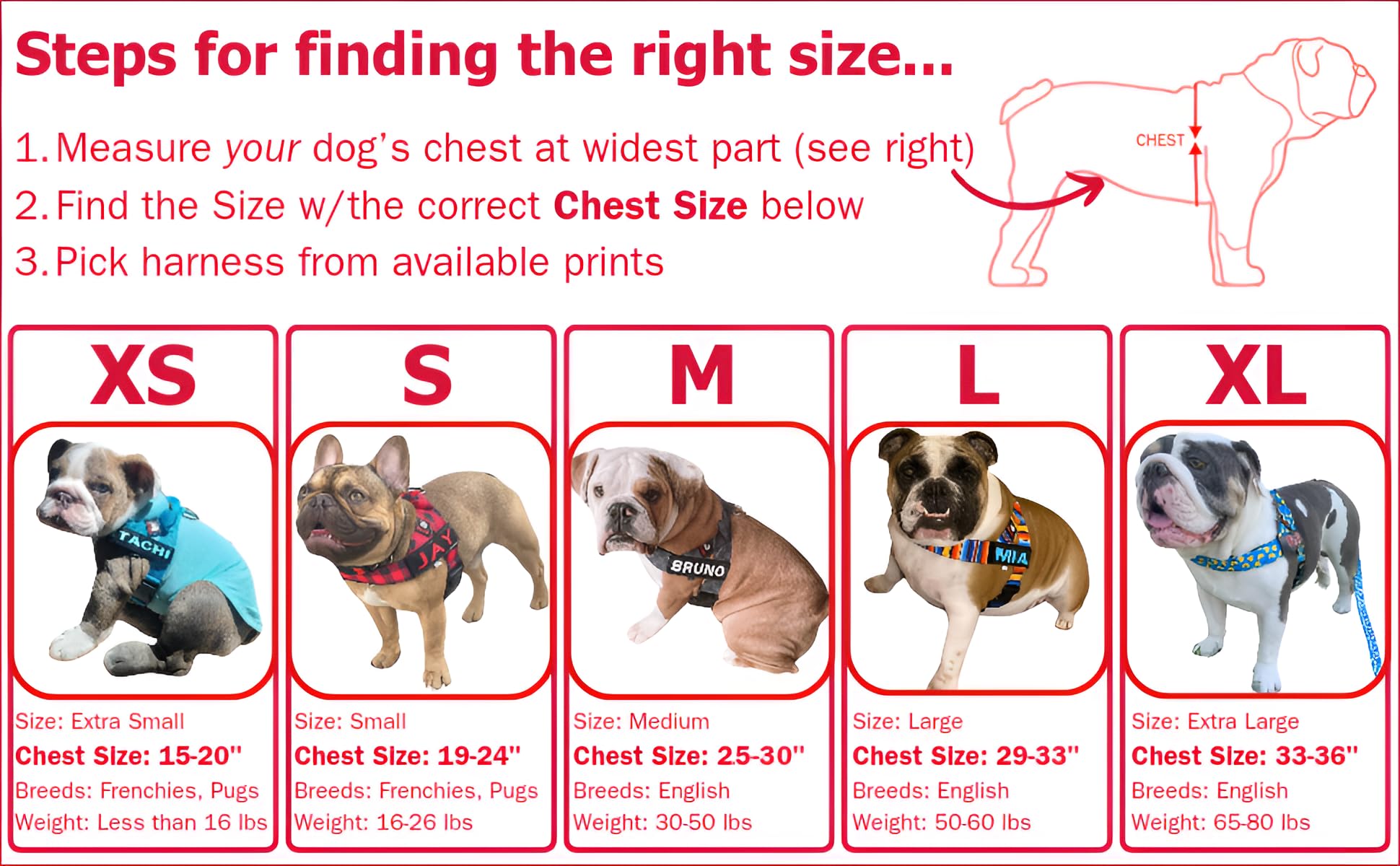 BULLHUG Arnés ajustable para perro, sin tirones, sin estrangulamiento, para bulldogs ingleses, bulldogs franceses, pugs y razas de pecho ancho, paseos fáciles y seguros (negro, mediano)