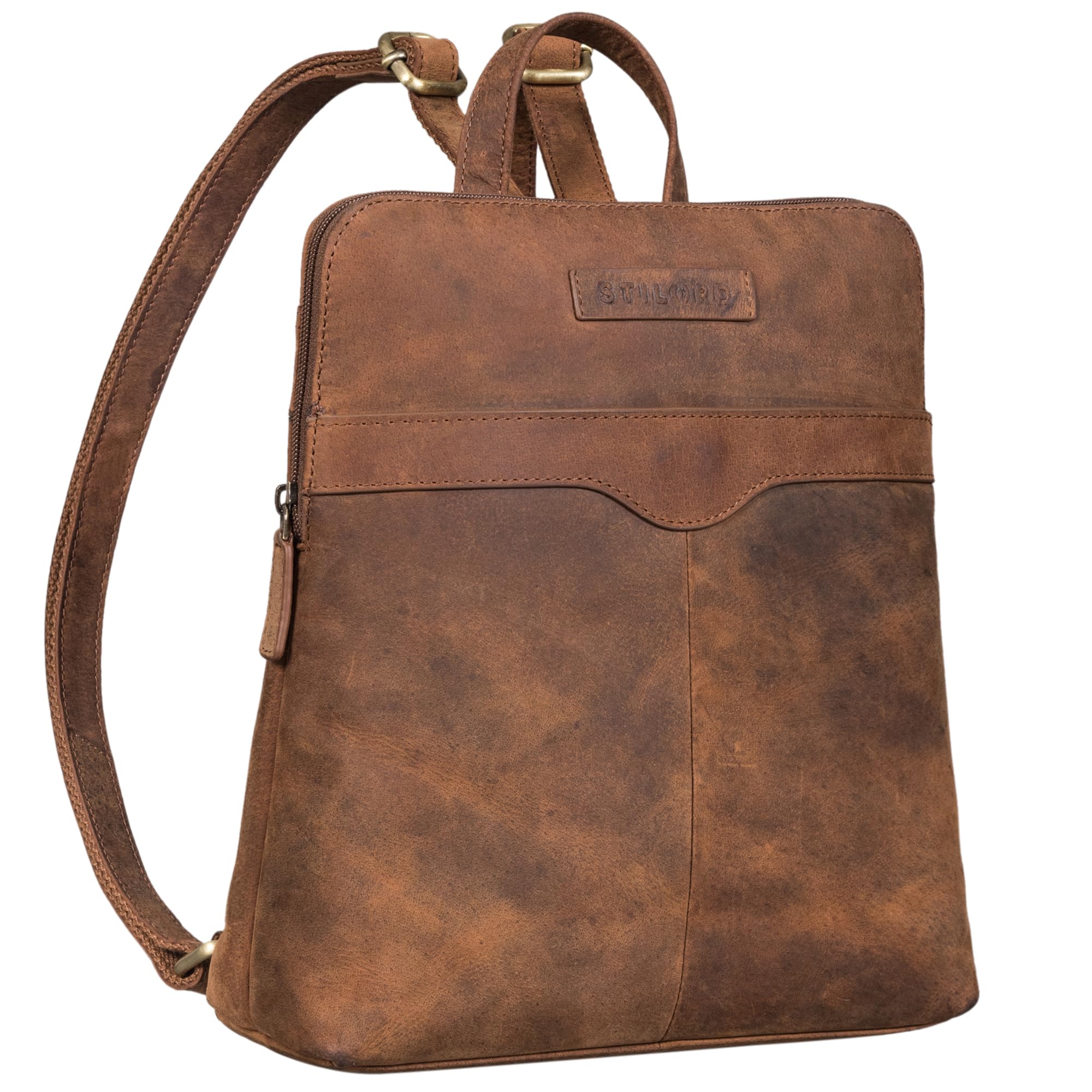 STILORD Heidi Eleganter Lederrucksack Damen Echtleder klein wasserdicht, Rauleder und diebstahlsicher ideal als Rucksackhandtasche, Vintage Daypack und Retro Cityrucksack mittel-groß