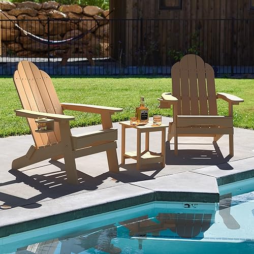 Miniatura 21 de LUE BONA Juego de sillas plegables Adirondack de 6, sillas de patio resistentes al fuego de color marrón oscuro HDPS, sillas modernas de plástico