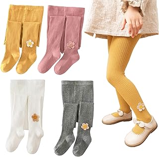 Medias Niña,2PCS Mallas Niñas Lindos Leggings Niñas Pequeñas con Girasoles,Leotardos Bebe Recién Nacidas para Niñas 2-9 Años Gris/Blanco/Rosa/Jengibre