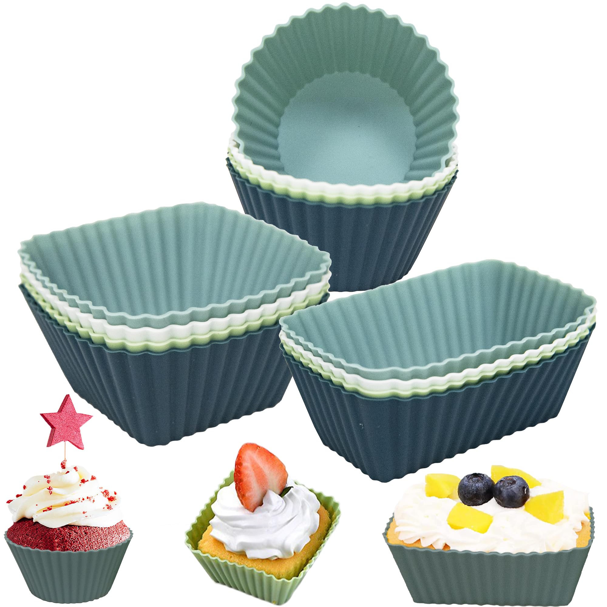 Lovesmile Lot De 12 Moules à Muffins PXS-047 - En Silicone - Pour