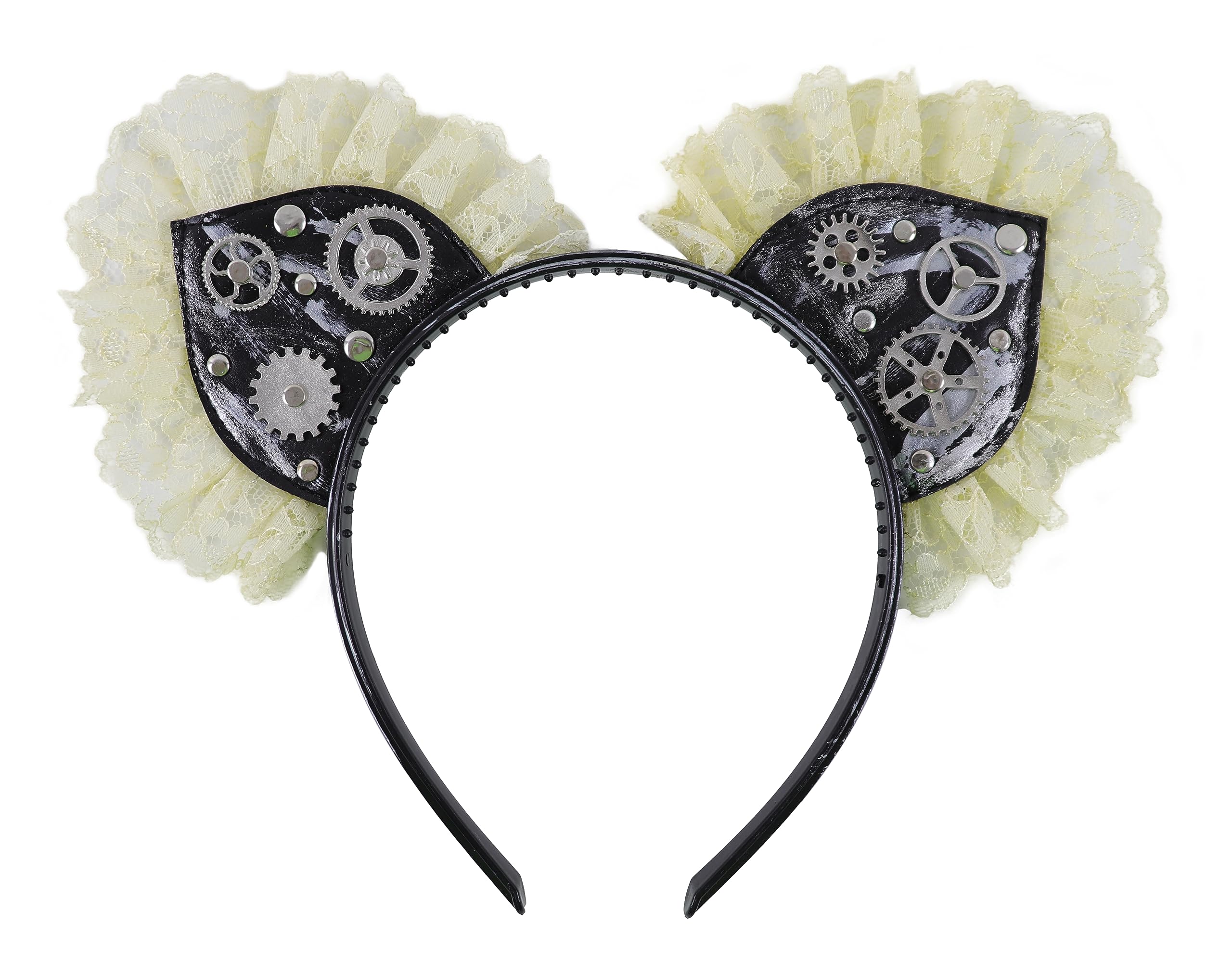 Bonnie Z. Leonardo Gothic Punk Black Cat Ears Cat Ears Headband with Lace