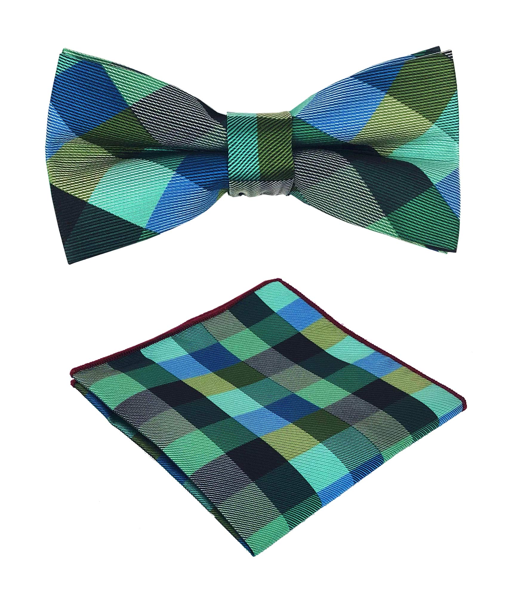 Kihatwin Skinny Ties for Mens Novelty Plaid Check Business Wedding Fashion Formal Neckties 2.7, Pocket Square, Bow Ties