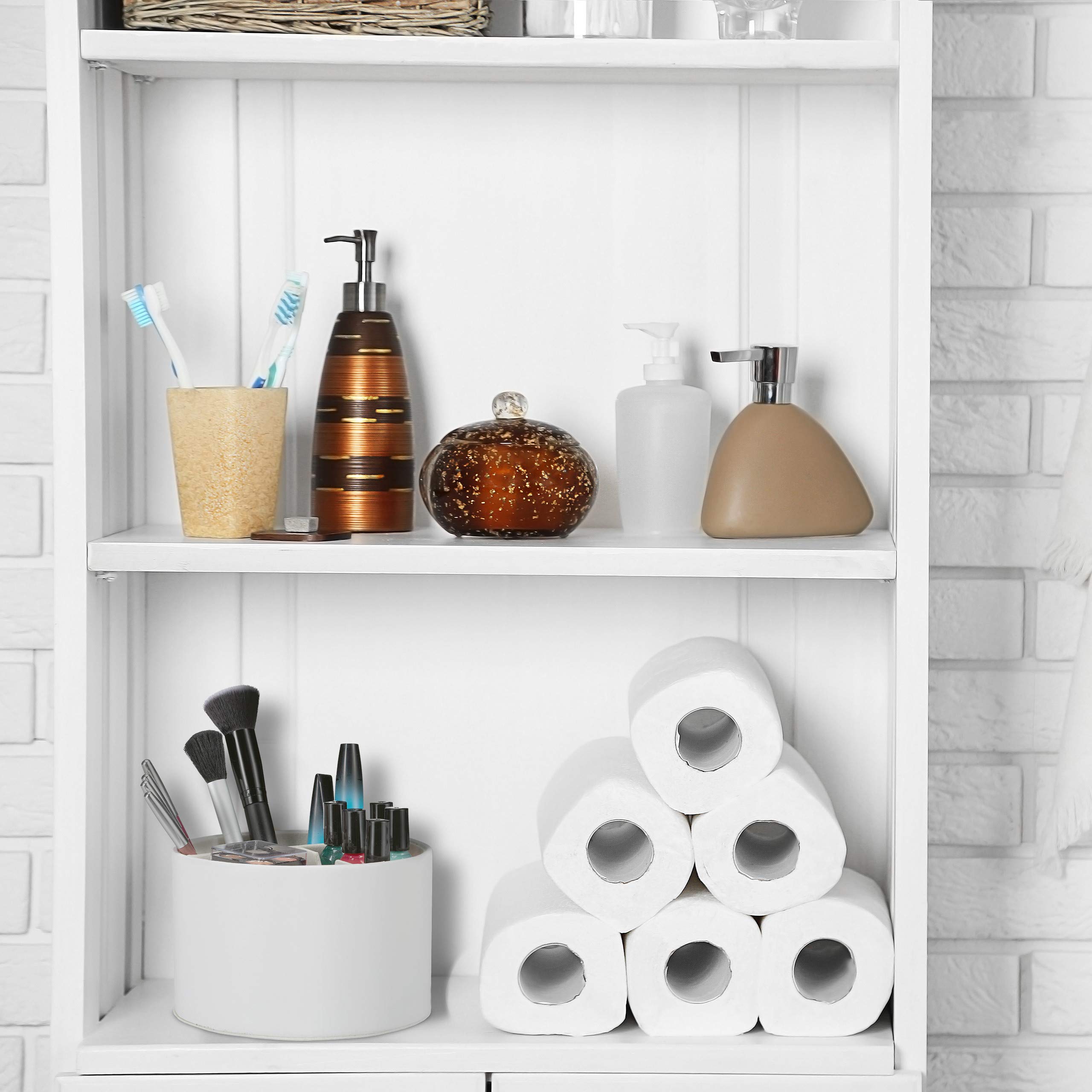 relaxdays Portapenne, Rotondo, 3 Scomparti, Organizer per Casa e Ufficio, in Similpelle, H x D: 11,5 x 16 cm, Crema