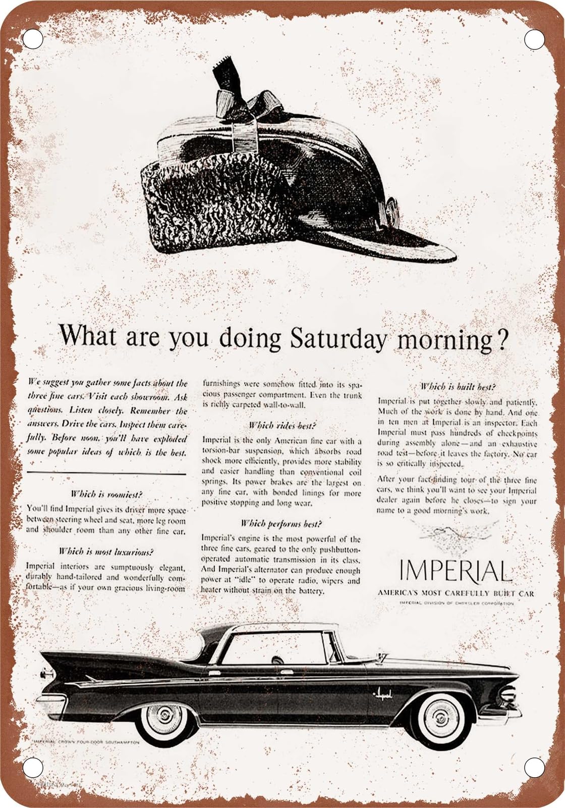 Miaomansenstore Metal Sign - 1961 Imperial Vintage Ad 12 - Old Retro Rusty Look Home Decor