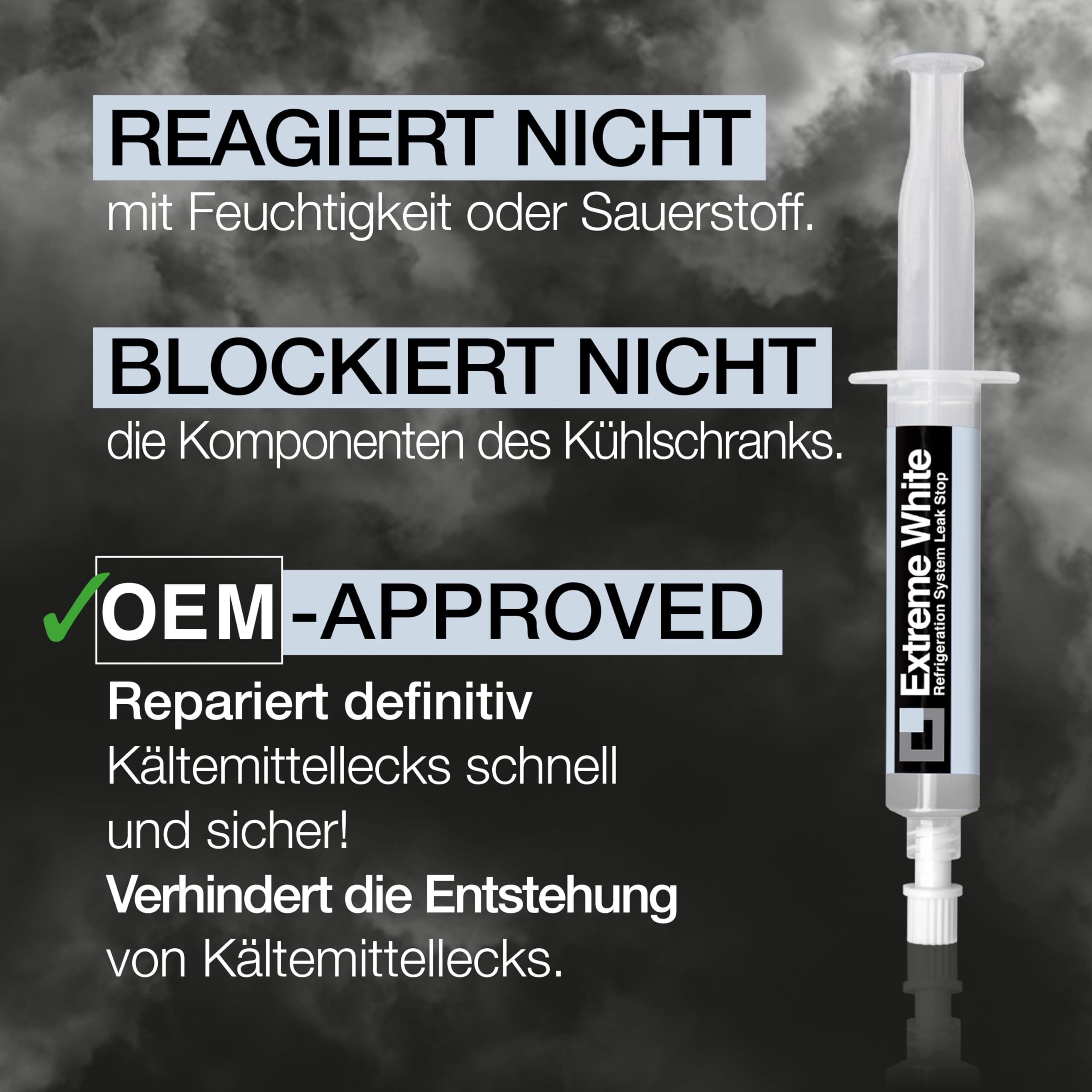 ERRECOM Extreme White - 6 x 12ml Kältemittelleckstopp für Kühlschränke mit luftdichtem Kompressor und R600 - R290 - R134a - inklusive SAE 1/4 Adapter