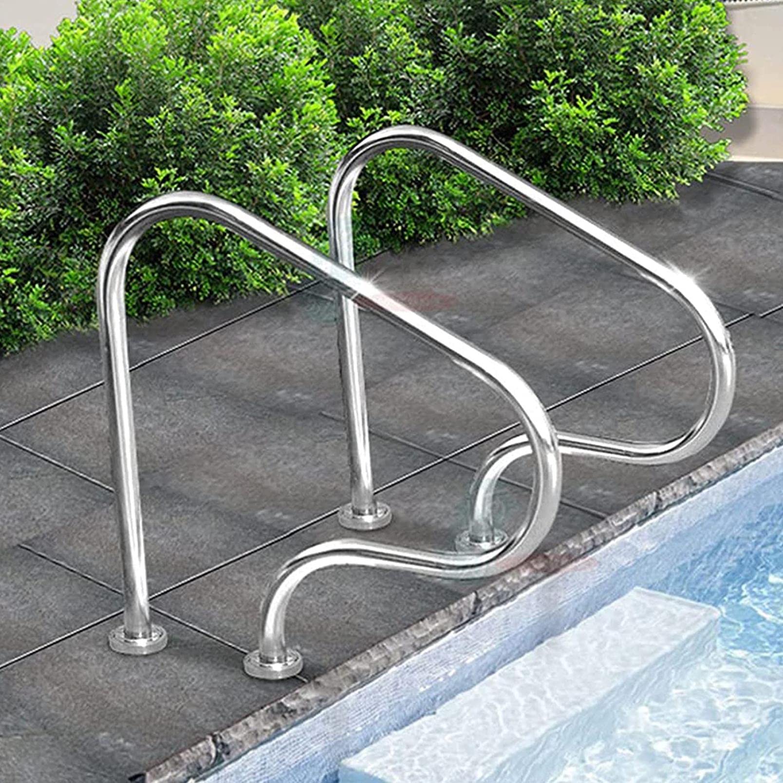Barandilla de Seguridad para Piscinas, barandilla empotrada de Acero Inoxidable para escaleras en Piscinas enterradas, Capacidad de Carga de 150 kg, Asas de Seguridad para Acceso en pendient