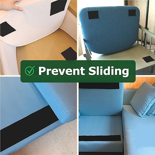 Miniatura 3 de ECOHomes Cinta de agarre para cojín de sofá de 4.4 pulgadas x 10 pies y 16 tiras adhesivas de gancho de 1 x 4 pulgadas