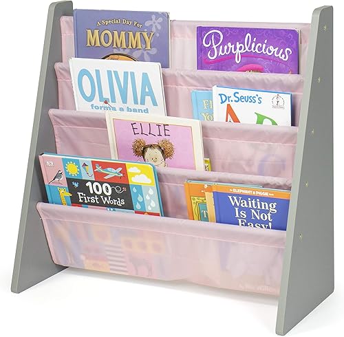 Miniatura 77 de Humble Crew Librero de almacenamiento para libros infantiles, gris/blanco, 4 niveles Gris/Blanco,verde (camo green),Gris/rosado,Madera