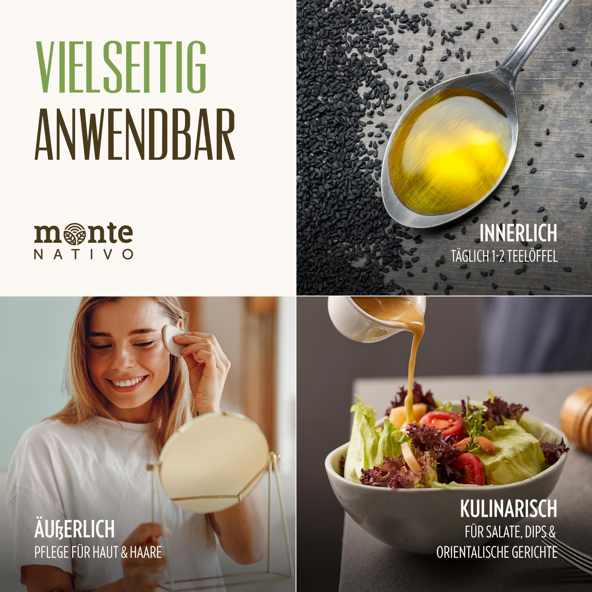 Aceite de Semilla de Comino Negro Monte Nativo (2x500ml) – Aceite de Nigella Sin Filtrar – Prensado en Frío – Sabor Suave – Puro y Natural – Aceite de Semilla Negra