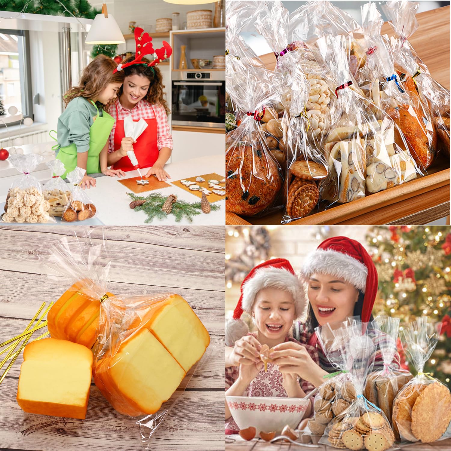 NEWUPZSI 200 Cellophantüten Klar 10x15cm klein Süßigkeiten Tütchen Transparent mit 200 Metallischen Bindebaender für Süßigkeiten Mitgebsel Kindergeburtstag Gastgeschenke 10 X 15 200pcs - Image 3