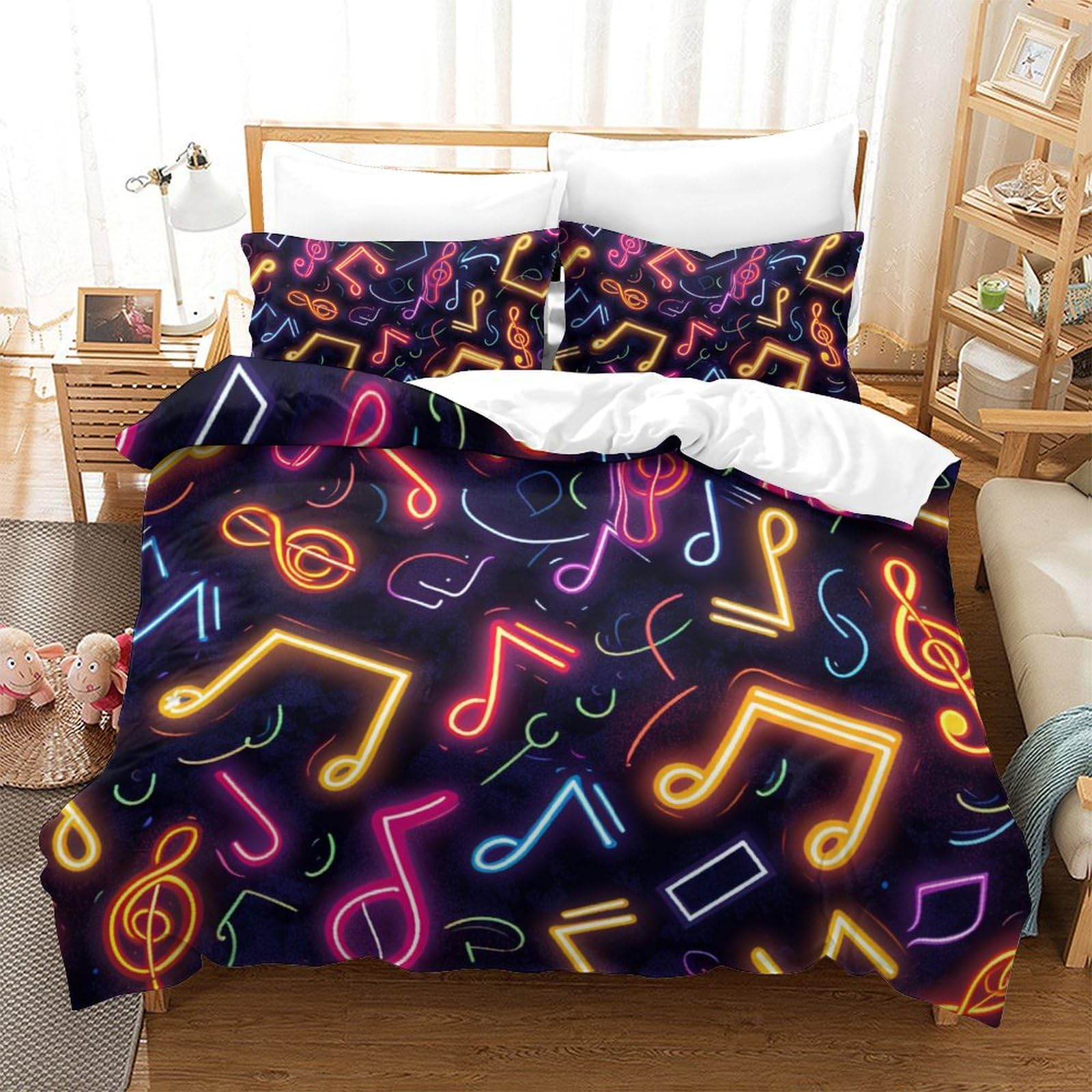 Parure de lit musique 3D pour chambre d'adolescent et passionné de piano