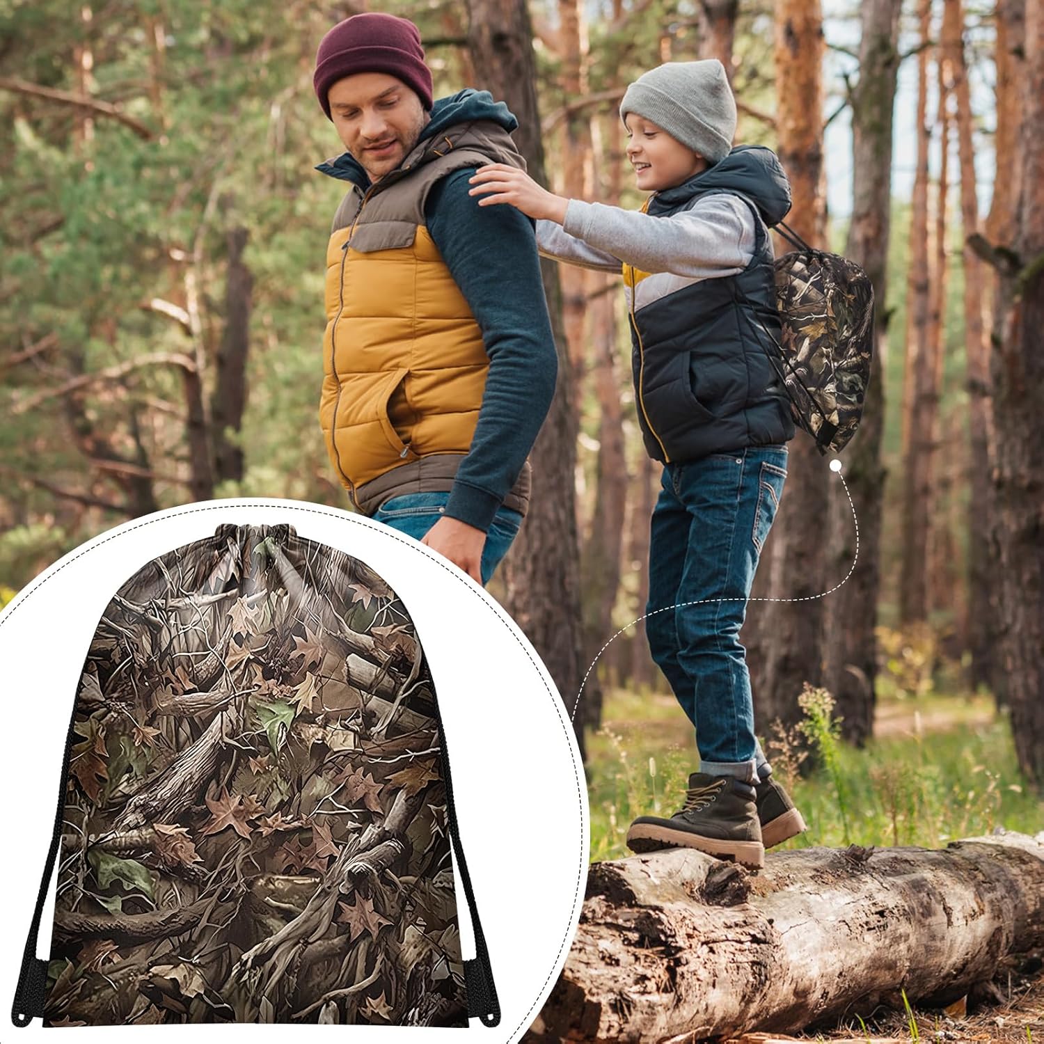 Kacctyen 30 Pcs Forest Camouflage Drawstring Backpack Bulk for Men Women Realistic Camouflage Hunting Camo Gift Bags for Gym Traveling Hunter Themed Party - Image 4