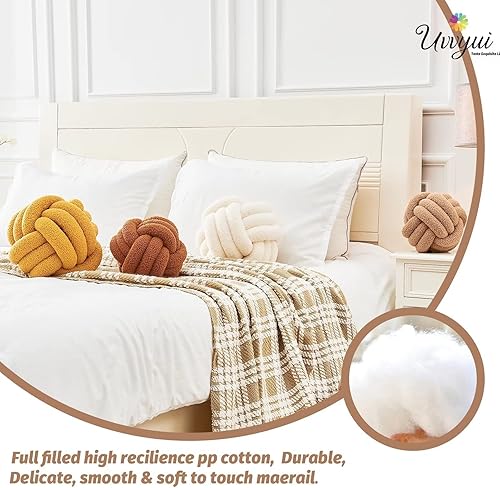 Miniatura 60 de Uvvyui Bola de almohada de nudo, almohadas decorativas suaves para el hogar, almohada redonda, almohada de felpa anudada hecha a mano, cojín redondo
