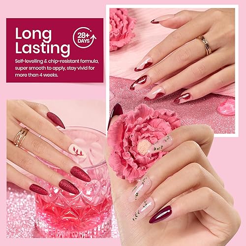 Miniatura 3 de beetles - Juego de esmaltes en gel color borgoña  Berry Merlot 6, ciruela, cereza, moca, rojo, otoño-invierno, morado oscuro, vino púrpura oscuro,