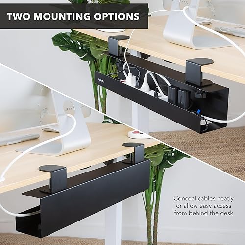 Miniatura 7 de Mount-It! Bandeja de organización de cables para debajo del escritorio, organizador de cables de metal sin taladrar para escritorios de oficina y