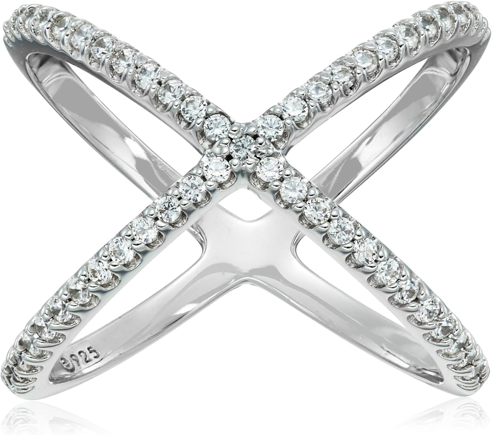 Platinum or Gold Plated Sterling Silver Criss Cross "X" Ring made with Infinite Elements Zirconia