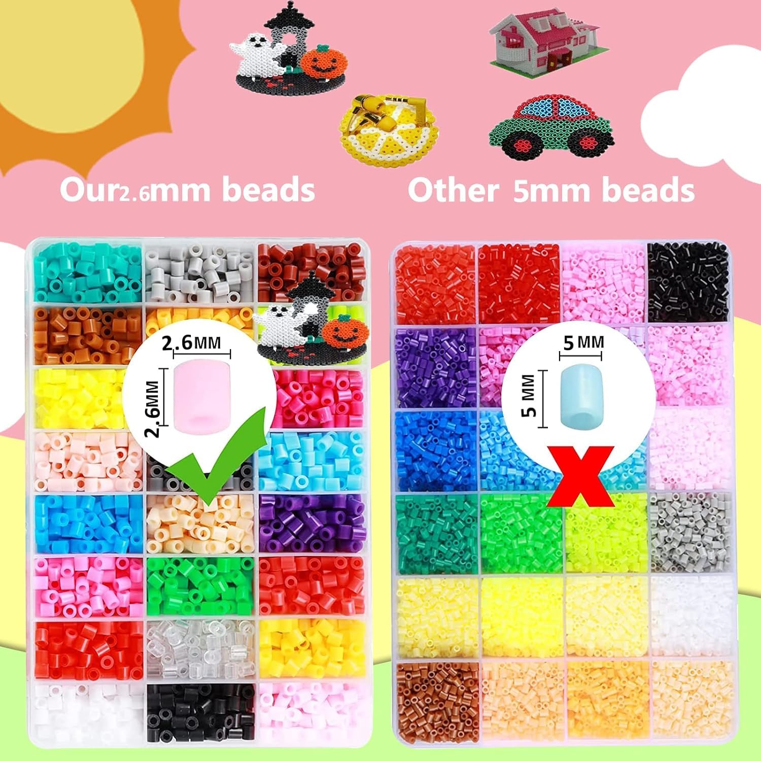 La Manuli Kit De Cuentas Para Planchar Navidad – 4500 Piezas, 24 Colores, 5 Plantillas, EVA No Tóxico