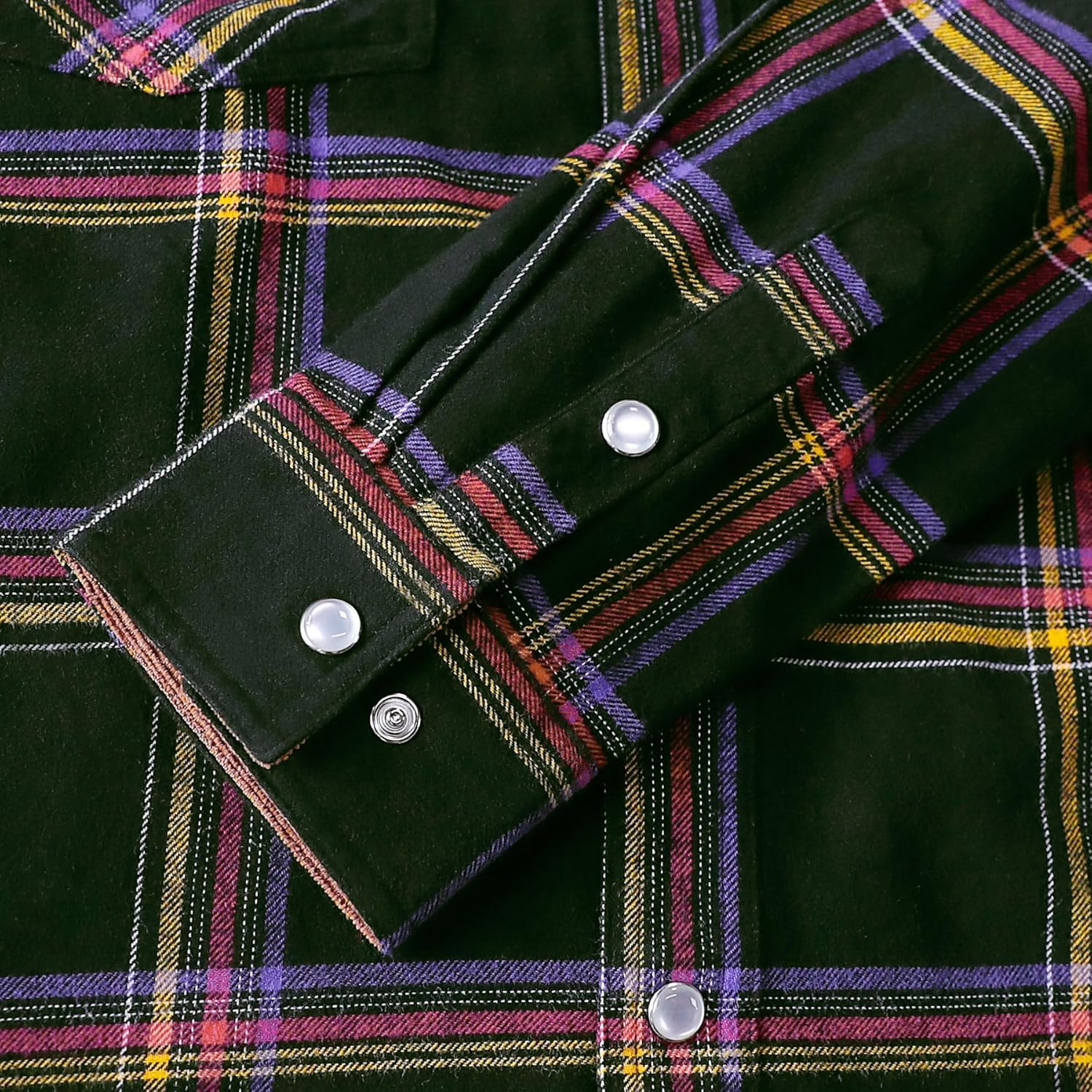 Dubinik® Flannel Shirt for Men Western Mens Pearl Snap Shirts Long Sleeve Casual Cozy Vintage Cowboy Plaid Soft Pure Cotton - Image 5