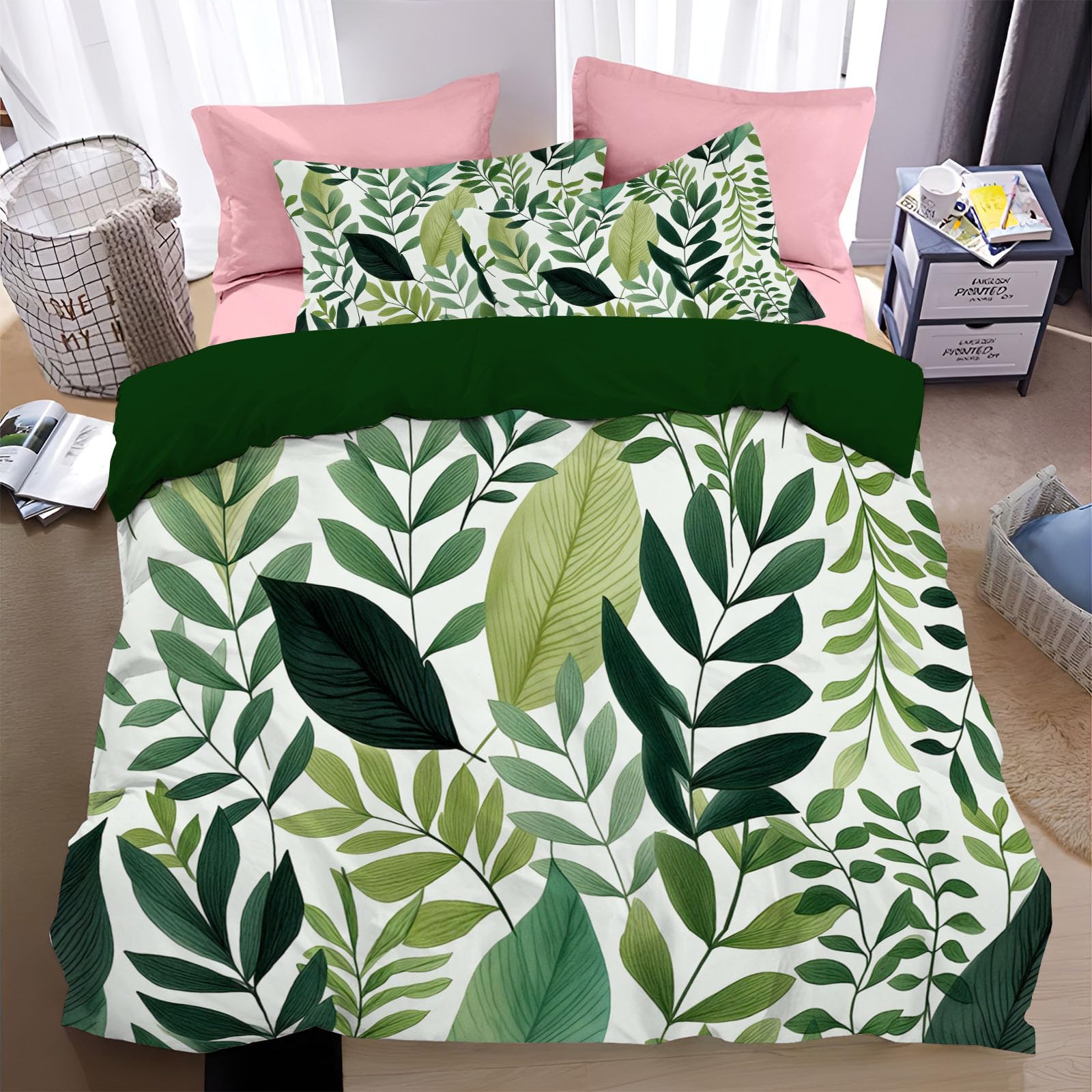 Housse de couette 140x200 microfibre douce feuillage de luxe