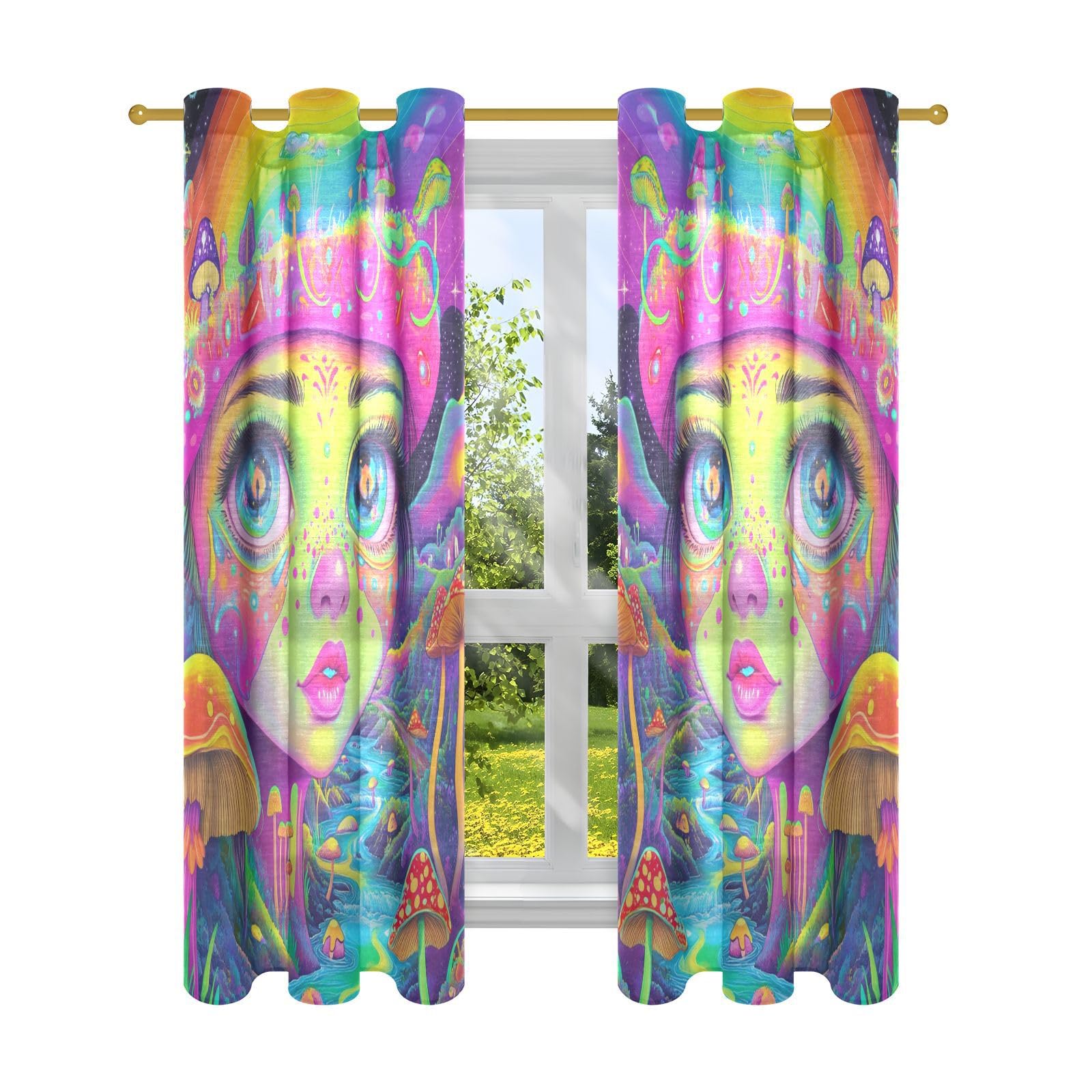Rideaux occultants psychédéliques 160 cm de long pour cortinas ventanas de cuarto
