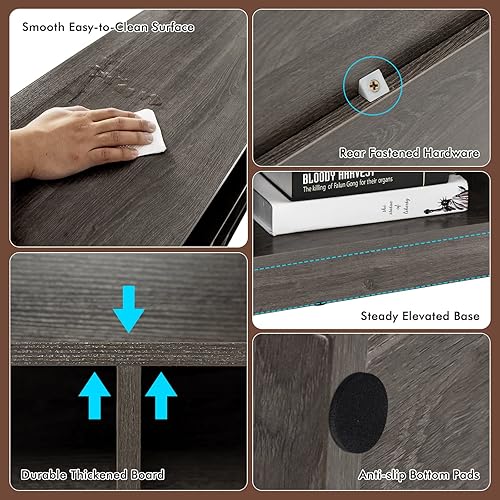 Miniatura 7 de Salches Organizador de estantes de almacenamiento de 8 cubos, estantería abierta de madera de 3 niveles, mesa de gabinete, estantes de