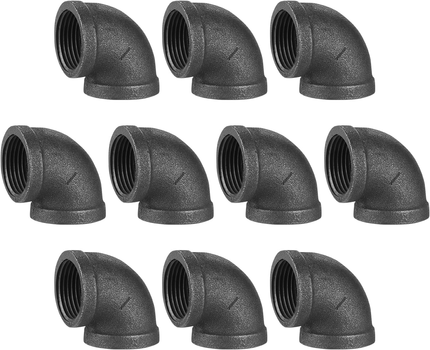 1" Pipe Fitting Elbow, 10 Pack DN25 Gray Threaded Cast Malleable Iron Elbow for Steampunk Vintage Shelf Bracket DIY Plumbing Pipe Decor Furniture (10, 1")