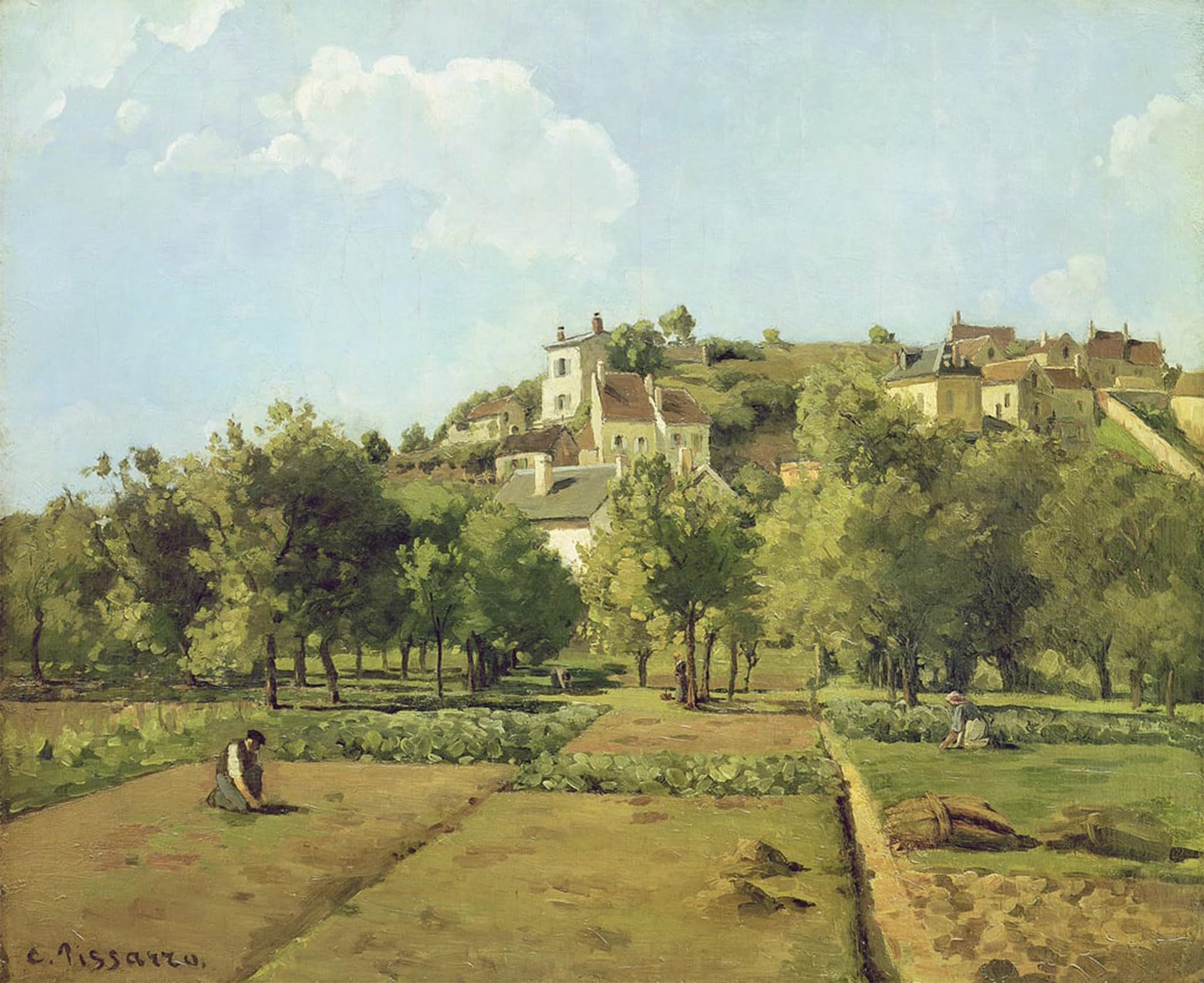 POSTERIIk Vintage Classic Picture Landscape Artwork Pontoise or the Gardens of the Hermitage Pontoise by Camille Jacob Pissarro Portrait Canvas Painting for Office Home Decor 60x90cm
