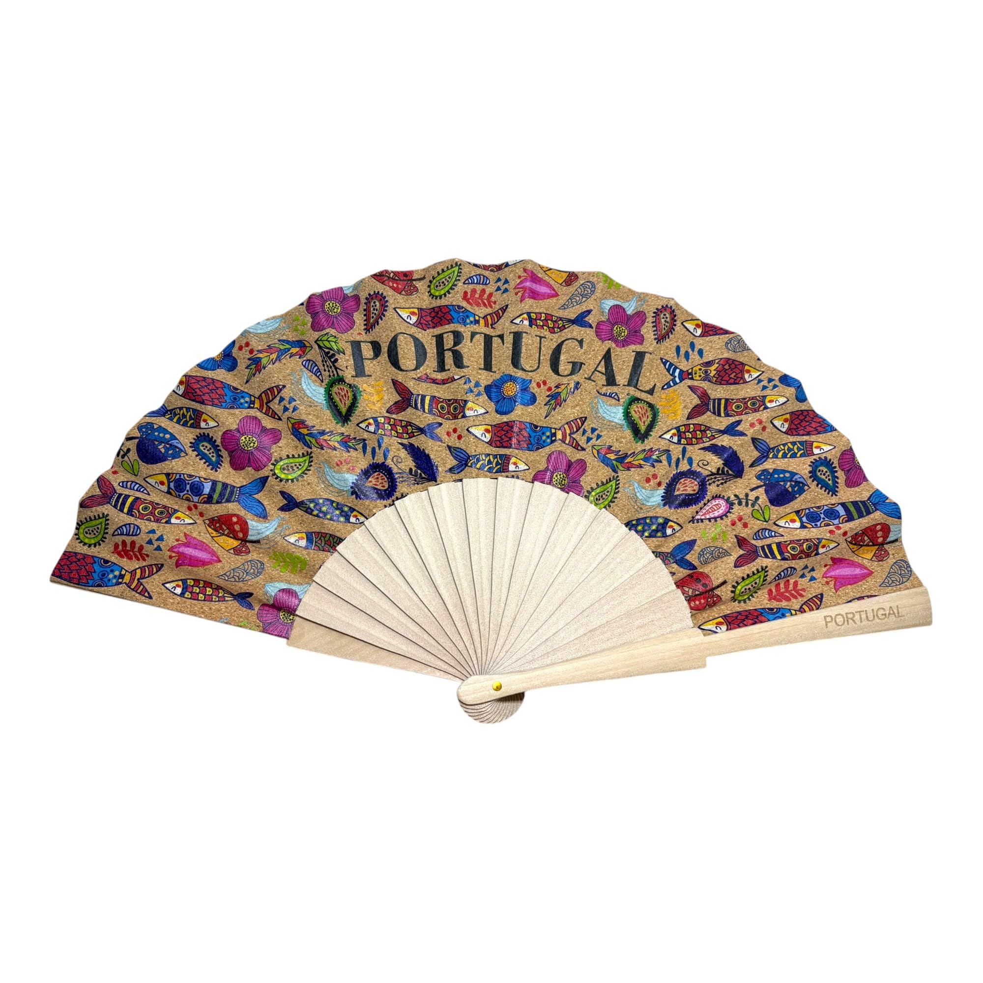 Portugiesischer Kork-Handfächer für Zuhause, Party, Hochzeit, Reise, Wand oder Restaurant, Büro, Dekoration, schönes Souvenir aus Portugal (Sardinen)