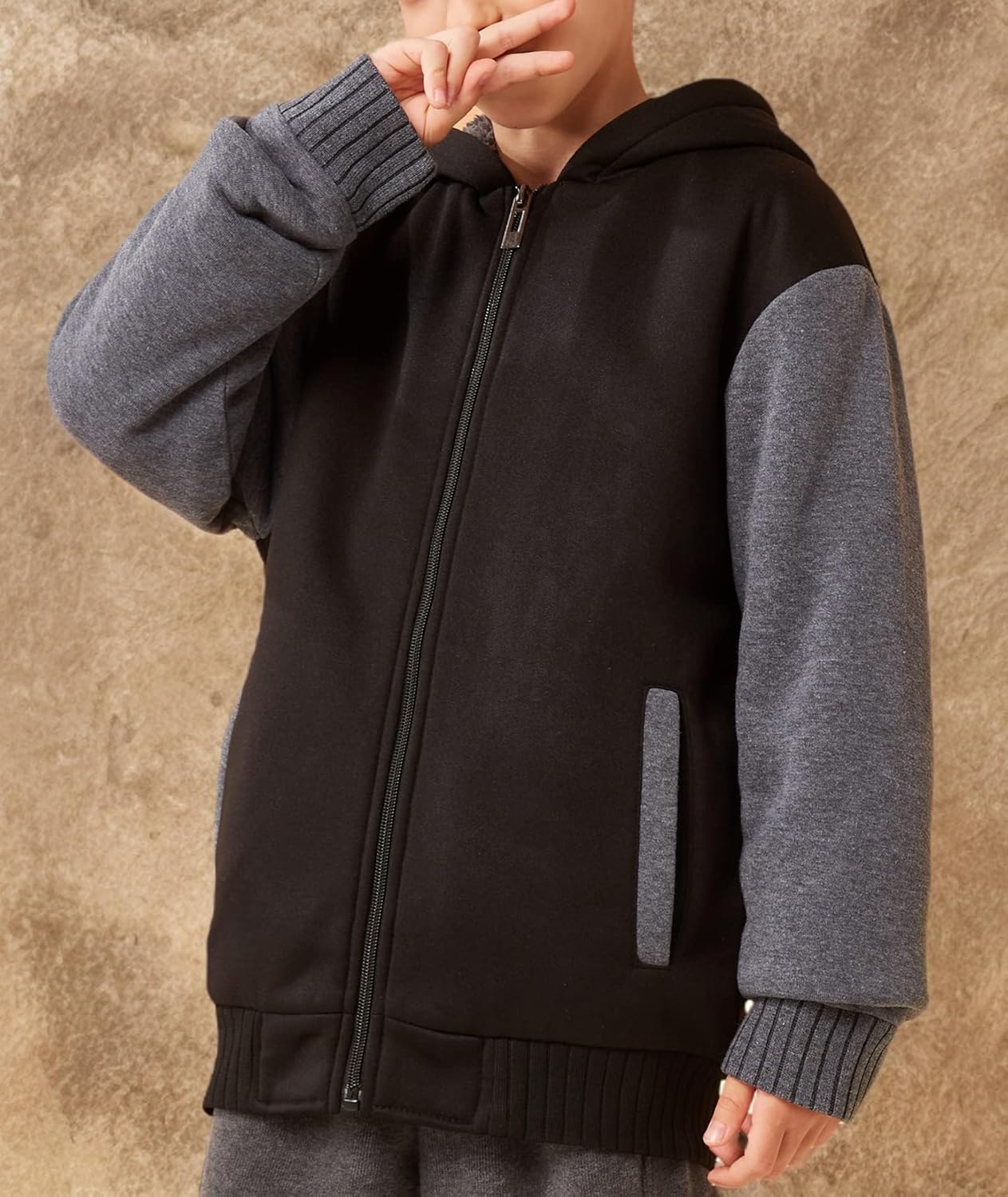 SWISSWELL Hooded Jacket for Boys Full Zip Ultra Soft Sherpa Fleece Hoodie Sweatshirt for Kids School Hooded Outerwear - Image 7