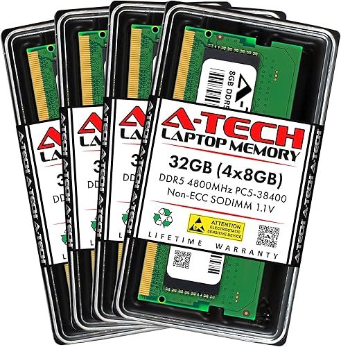 Miniatura 21 de A-Tech - Kit de memoria RAM de 64 GB (2x32GB) DDR5 5600MHz PC5-44800 CL46 SODIMM 2Rx8 Doble soporte 1.1V Sin búfer ECC SO-DIMM Módulo de memoria RAM