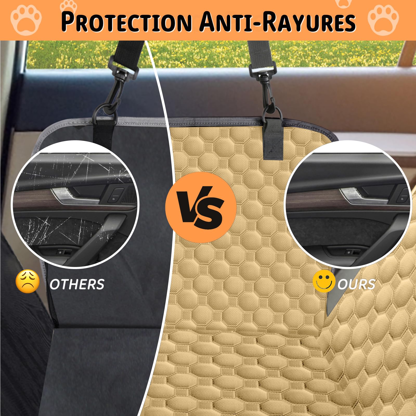 Taygeer Coprisedile Auto per Cani, Telo Auto per Cani con Protezione Laterale e Finestra, Telo Macchina per Cani Resistente ai Graffi e all'acqua(145 x 136cm) für Auto Van SUV-Cachi
