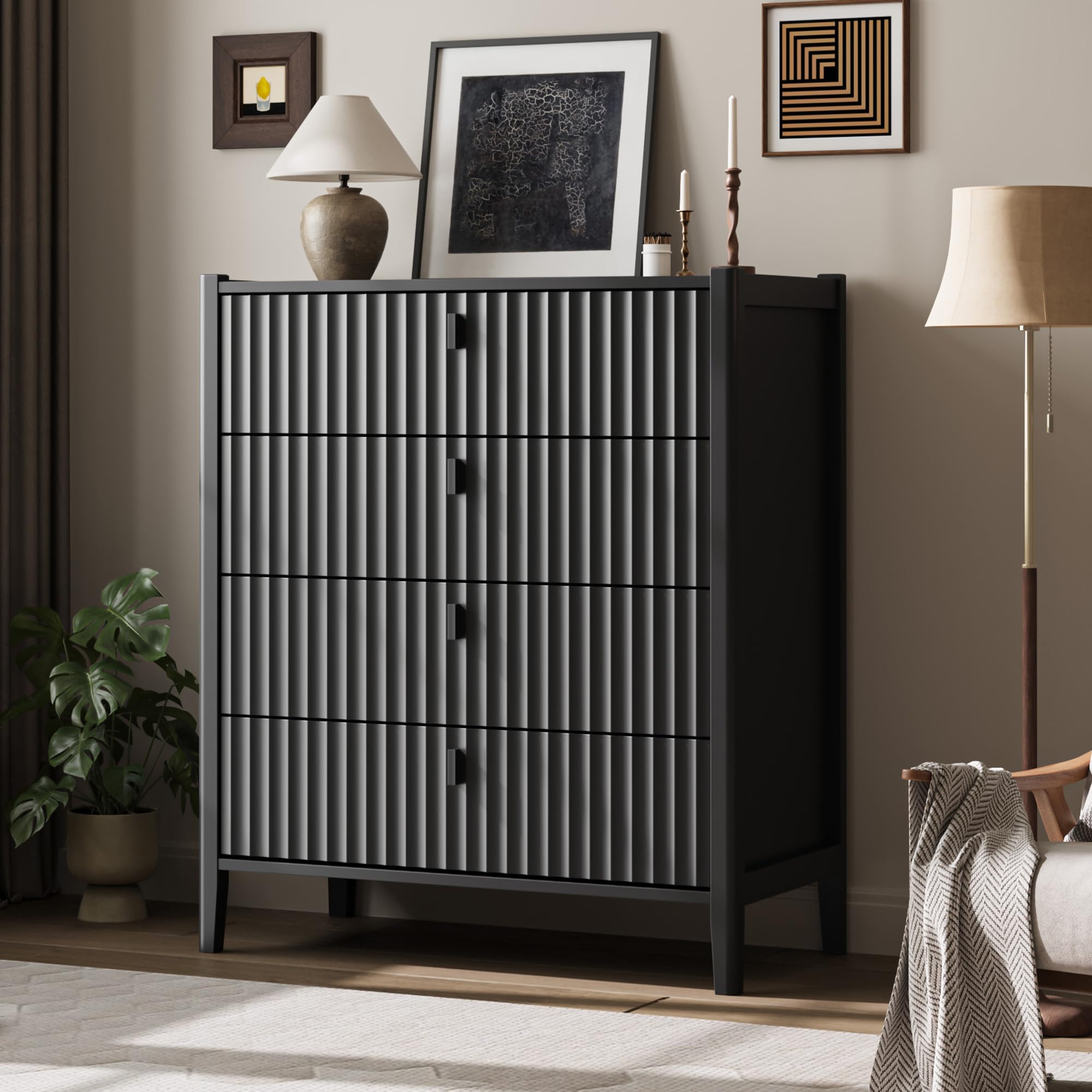 MAISONARIA Fluted Black Dresser