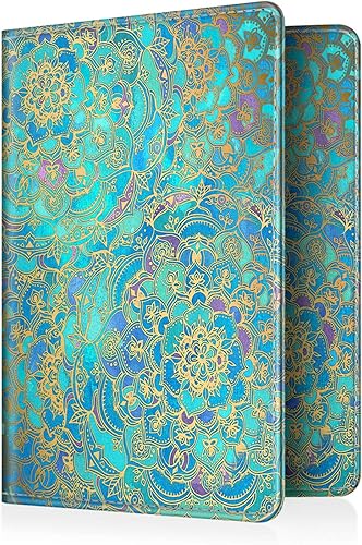 Fintie - Funda para tarjetas y pasaporte de piel sintética bloqueo RFID cartera de viajes azul Z-Shades of Blue APPA060US