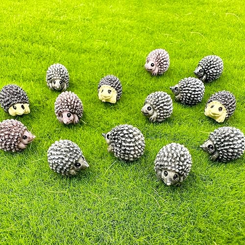 Miniatura 2 de Mini figuras de erizo, 40 figuras de resina en miniatura de erizo, accesorios de adorno de figura de erizo, modelo de animales, jardín de hadas,