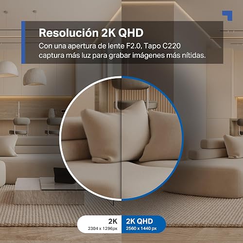 TP-Link Tapo 2K 4MP C220 WiFi Indoor Surveillance Camera, Person Detection, Two-Way Audio, Compatible with Alexa and Google Assistant, for Baby/Pets,White - 3