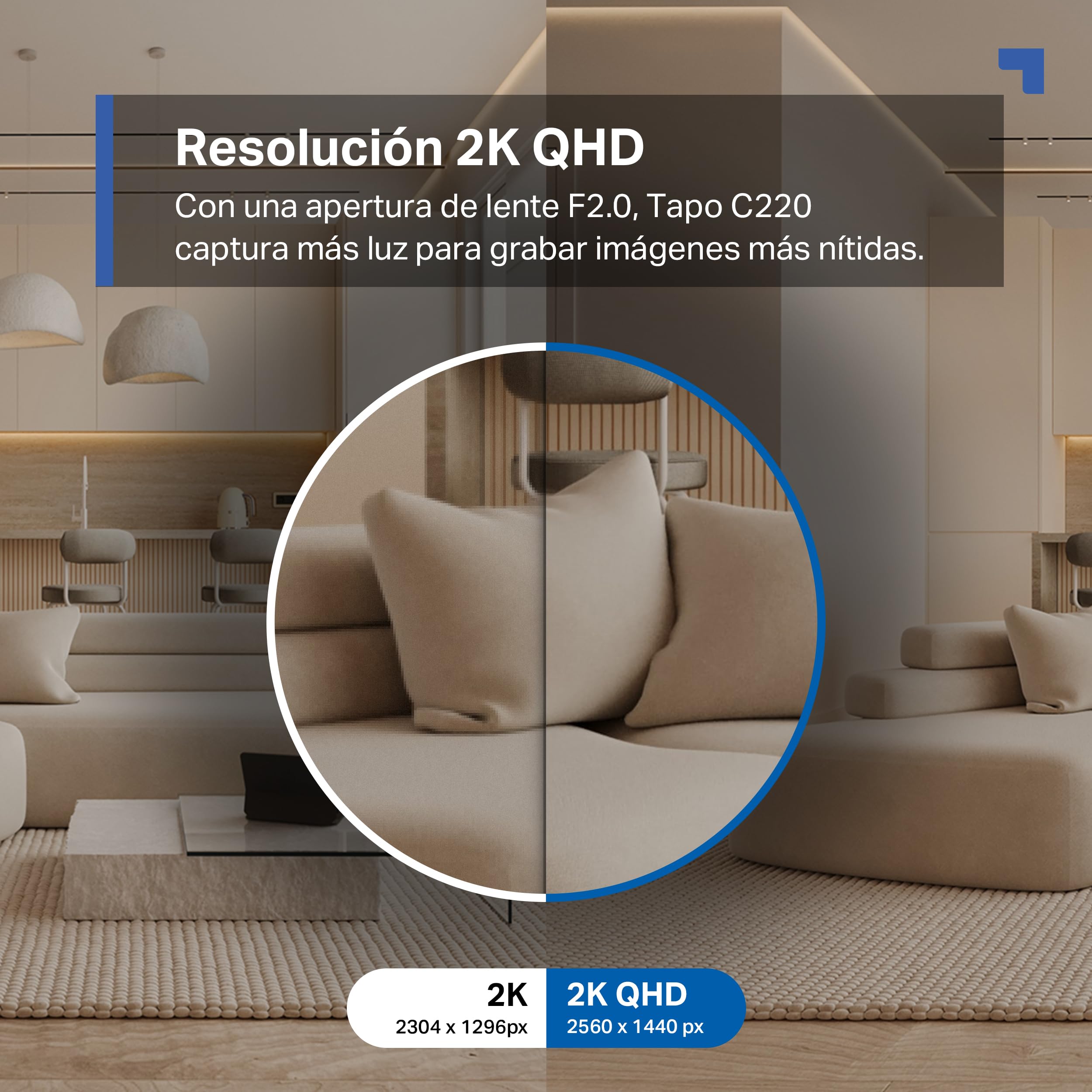 Tapo 2.5K(4MP) Caméra de Surveillance WiFi intérieure 360°, Détection Humaine AI Suivi Intelligent, Sirène et détection de Mouvement, Audio bidirectionnel, Compatible Alexa pour Bébé/Animaux C220