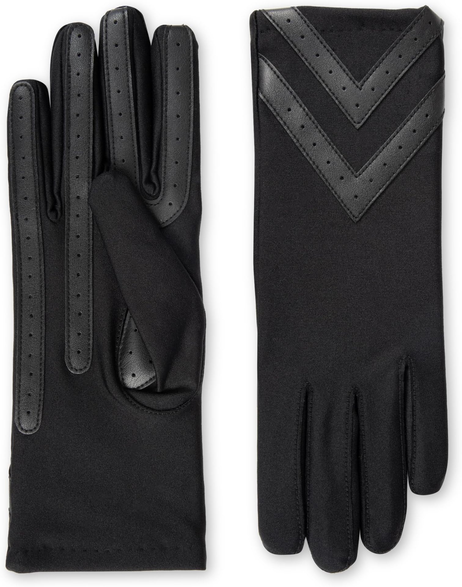 womens Spandex Touchscreen Cold Weather Gloves With Warm Fleece Lining and Chevron Details