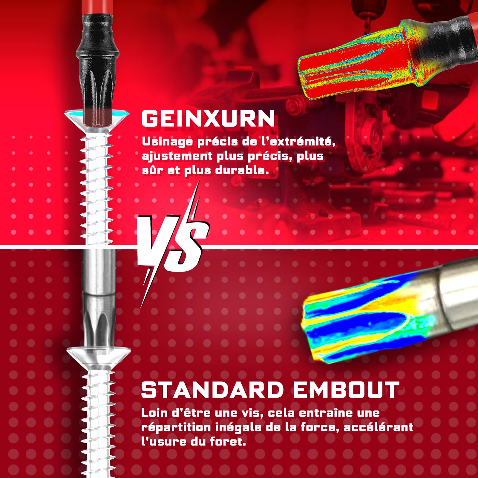 GEINXURN 51 Pièces Jeu d'embouts de Vissage Torx T7-T40 aux Chocs de 25/50/75/150 mm, Embout pour Tournevis en Acier S2 avec Porte-embouts Magnétiques de 75 mm Long et Boîte de Rangement