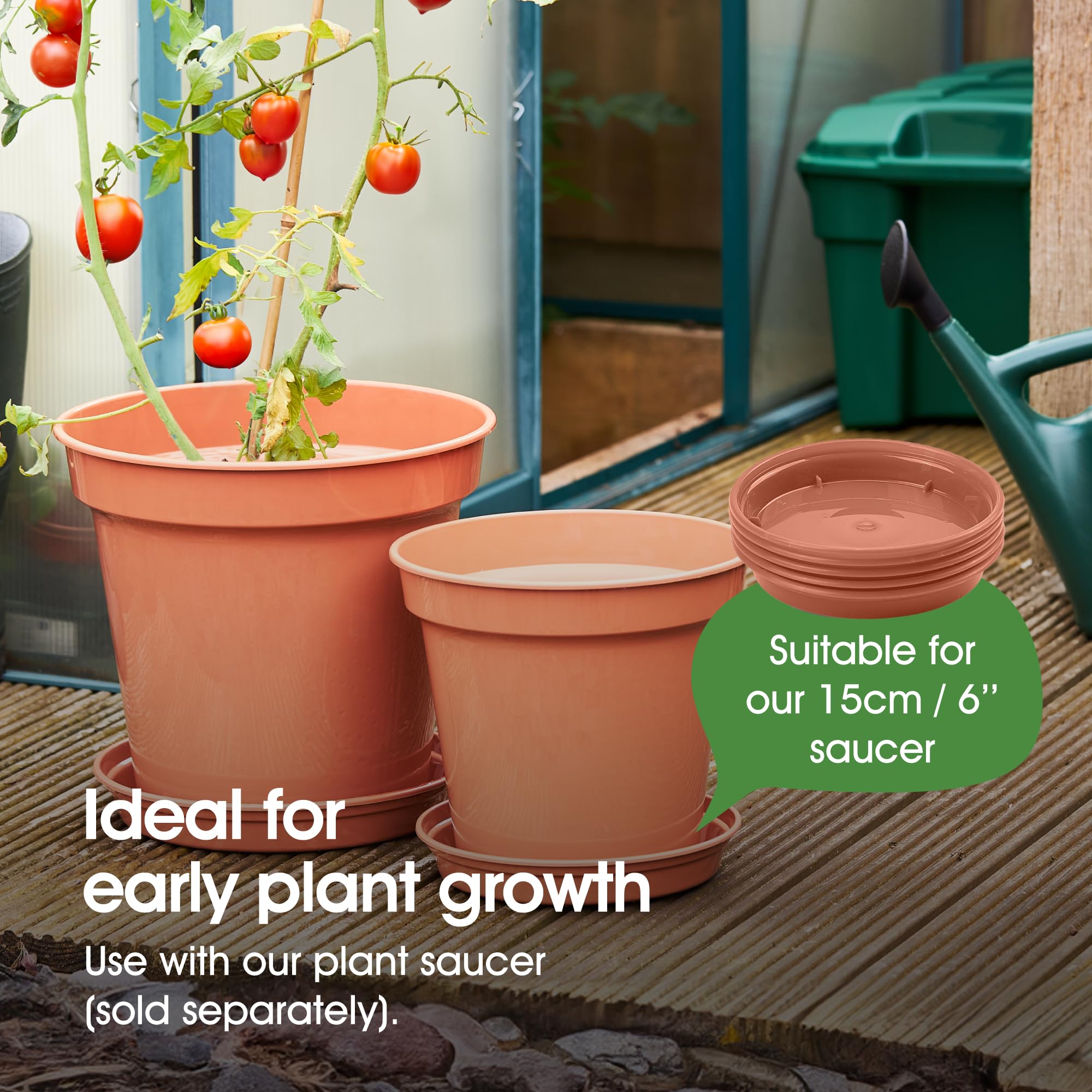 Whitefurze - Basic Plant Pots - Indoor Plant Pots - Flower Pots for Small Plants, Cuttings & Seedlings - Durable Polypropylene Plant Pots for Indoor & Outdoor Use, 15cm Diameter - Set of 3 — view 5