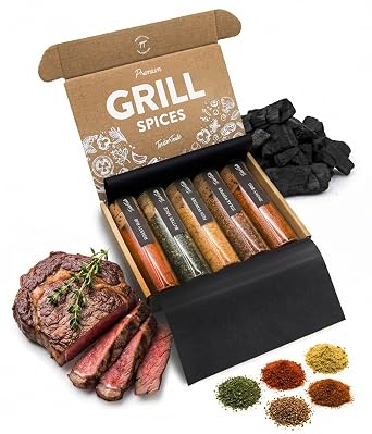 TIMBER TASTE BBQ Spice Gift Set for Her - 5 Gourmet Grill Rubs Sweet Smoky Texan Memphis Kansas | Womens BBQ Cooking Foodie Kit | Barbecue Seasoning Basket Premium Set - Birthday Gift for Her