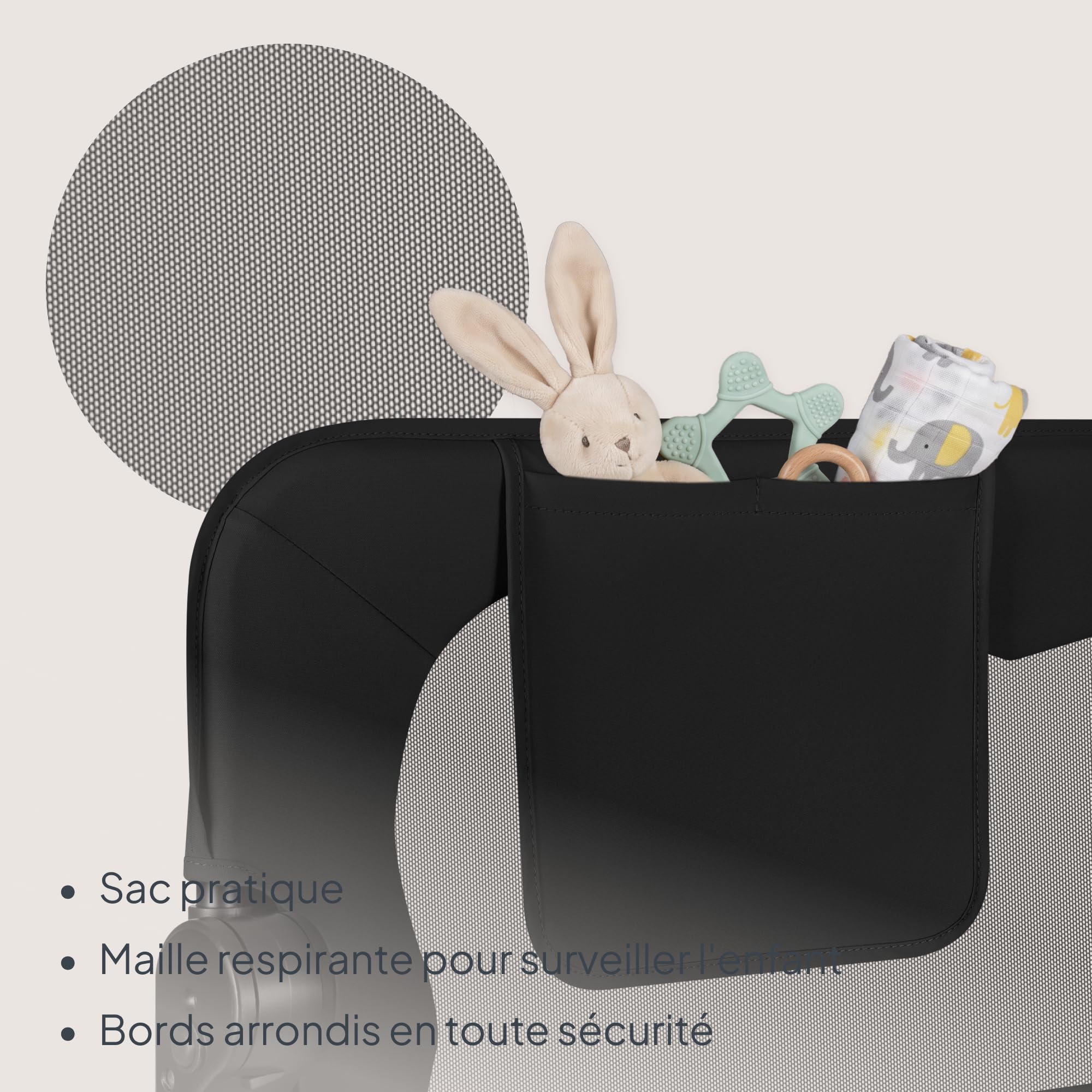 Lionelo EVA Barrière Lit 150 cm x 42, Cadre en MétalDurable, Haute Pliable