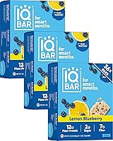 Vista 17 de IQBAR - Barras de proteínas para el cerebro y el cuerpo a base de plantas - Chips de mantequilla de almendra - 12 unidades - Keto, veganas, bajas