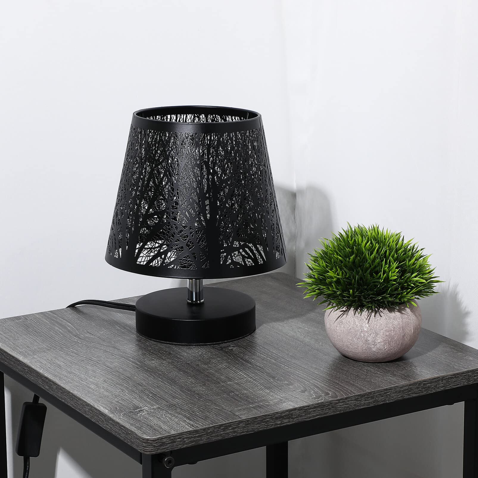 MAGICLULU Hollow-Out Tree Shadow Chandelier Lampshade – Black Metal Forest Design For Bedroom, Living Room, And Cafe