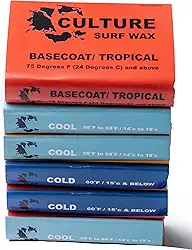 Culture Supply Cera para prancha de surf ~ barras de 80 g | 6 pacotes e 84 caixas de barra | Tropical/Base | Quente | Frio | Pente de cera incluído