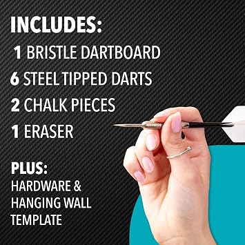 EastPoint Belmont Dart Board Cabinet, 6 Steel Tip Darts, Game Room Decor